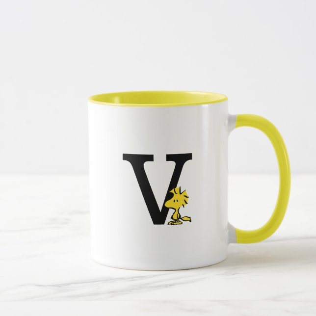 Mug PEANUTS | Bois | Monogramme V (Droite)