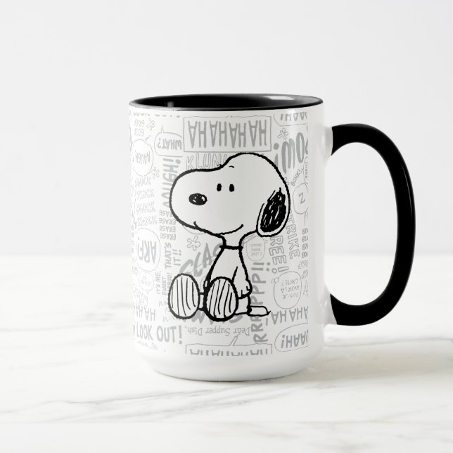 Mug PEANUTS | Snoopy en bandes dessinées Noir Blanc (Droite)