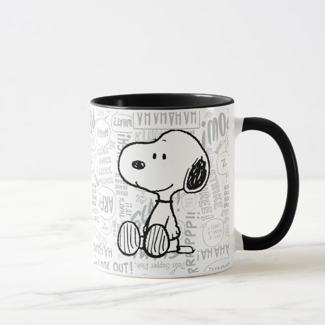 Mug PEANUTS | Snoopy en bandes dessinées noir et blanc (Droite)