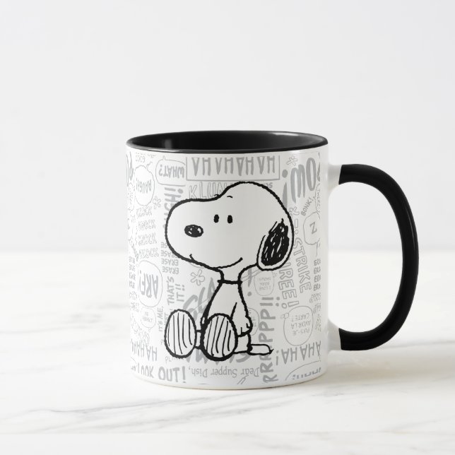 Mug PEANUTS | Snoopy on Black White Comics (Droite)