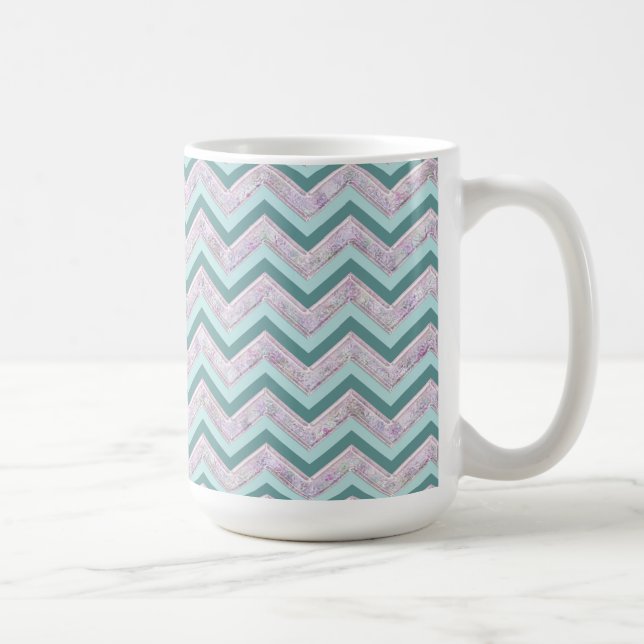 Mug Pearl Floral Turquoise ZigZag Motif (Droite)