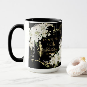 Mug Pearls White Floral Art Déco Gatsby 20s Anniversai