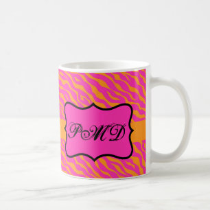 Mug Peau rose et orange Zèbre Monogramme initial