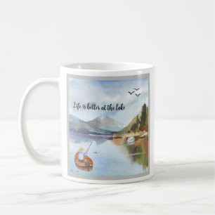 Mug Pêche à la retraite à l'aquarelle du lac