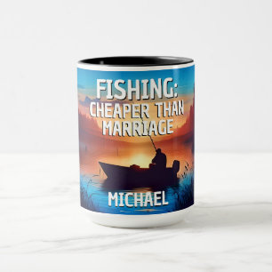 Mug PÊCHE amusante : moins chère que le mariage