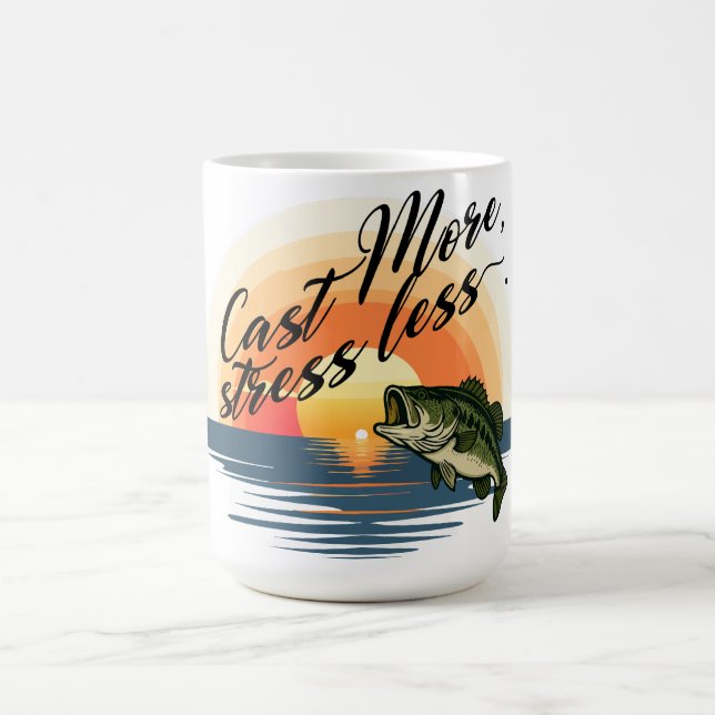 Mug Pêche au Bass Trophy Graphique Lancer plus, stress (Centre)