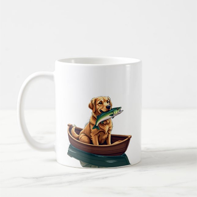 Mug Pêche au Retriever Doré Rétro - Chien Passionné de (Gauche)