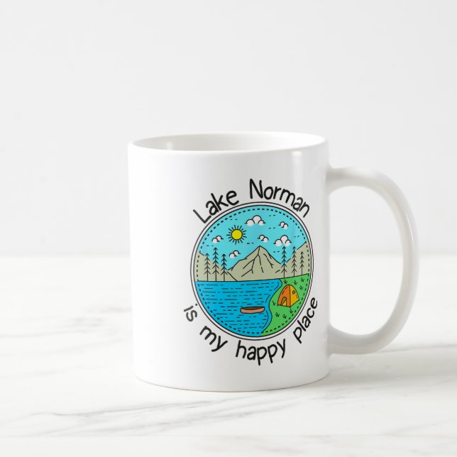 Mug Pêche Bateau Camping - Mon endroit heureux Lac Nor (Droite)
