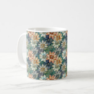 Mug Pêche Bleu Blanc Vert Floral