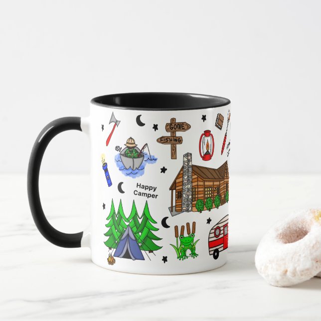 Mug Pêche, Camping, Midwest Theme (Avec donut)