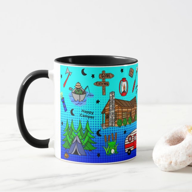 Mug Pêche, Camping, Midwest Theme (Avec donut)