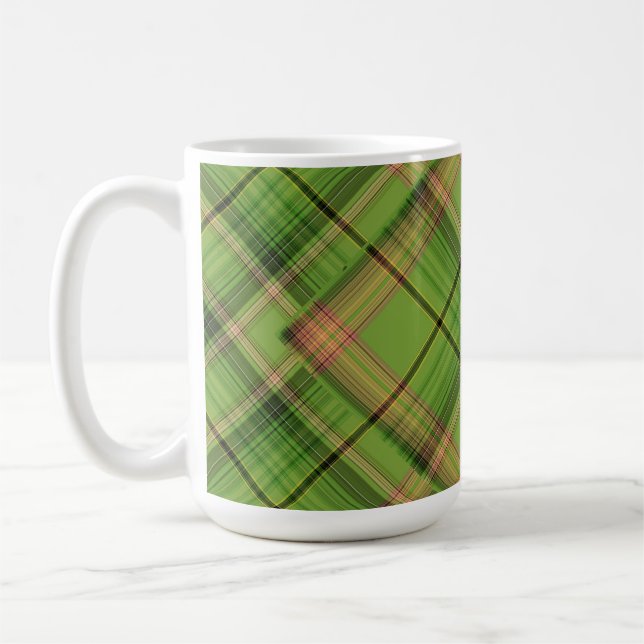 Mug Pêche et Plaid vert (superposé) (Gauche)