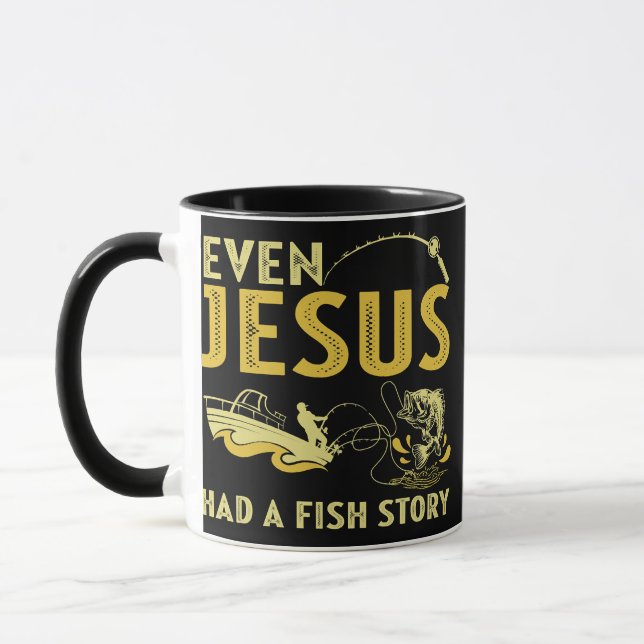 Mug Pêche Même Jésus Avait Une Histoire De Poisson Drô (Gauche)