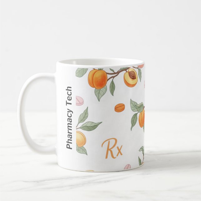 Mug Pêche personnalisée, abricots et boîte de pharmaci (Gauche)