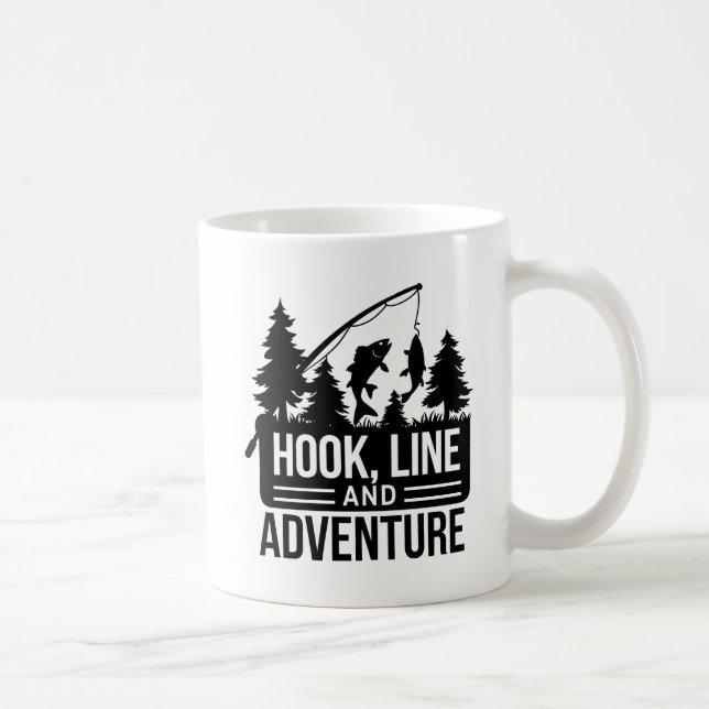 Mug Pêche Pole & Catch Camping Extérieur Illustration (Droite)