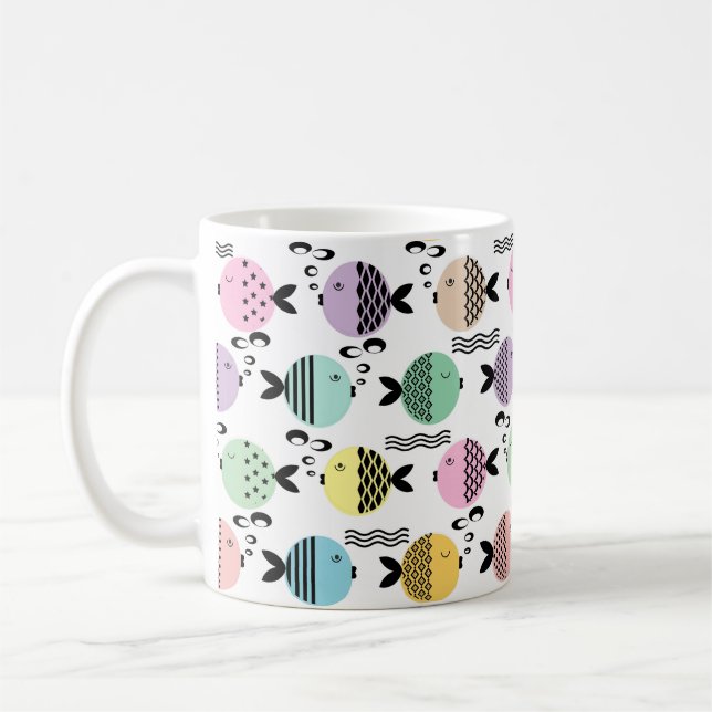 Mug Pêche sans mer abstrait scandinave marine moderne (Gauche)