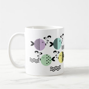 Mug Pêche sans mer abstrait scandinave marine moderne
