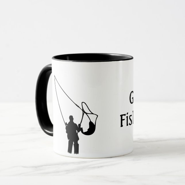 Mug Pêche - Silhouette de quelqu'un pêchant  (Devant gauche)