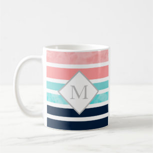 Mug Pêche Turquoise Indigo Blancs