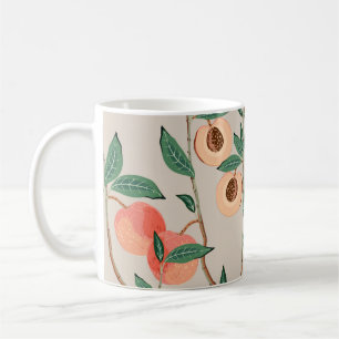 Mug Pêcher les branches d'arbres avec des feuilles et