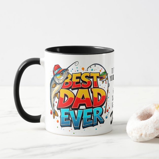 Mug Pêcher meilleur papa jamais poisson Citation Graff (Avec donut)