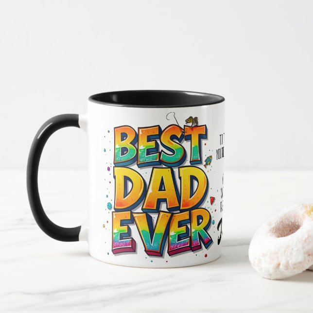 Mug Pêcher meilleur papa jamais poisson Citation Graff (Avec donut)