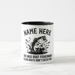 Mug Pêcheur de Bass à Grande Bouche au Nom Personnalis