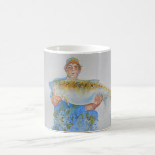 Mug Pêcheur peinture d'aquarelle cadeau de pêche pour