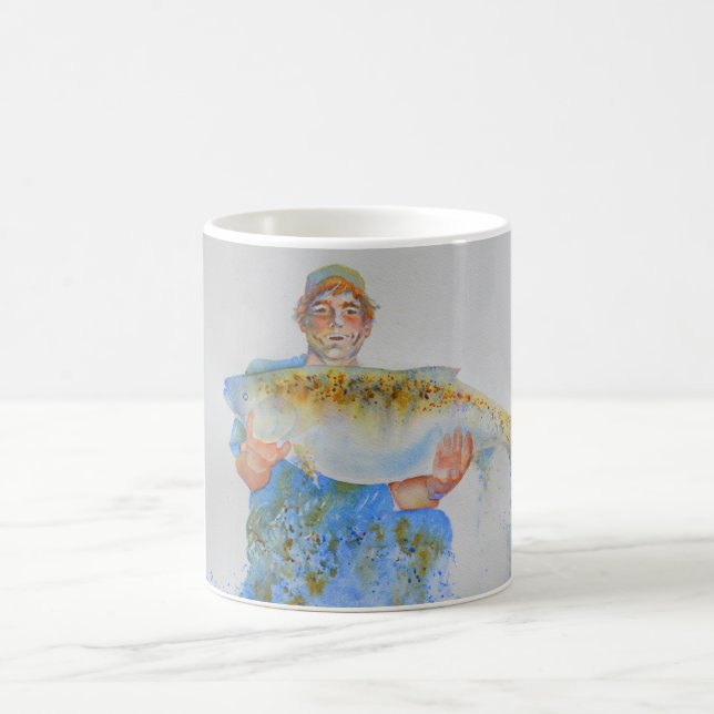 Mug Pêcheur peinture d'aquarelle cadeau de pêche pour  (Centre)