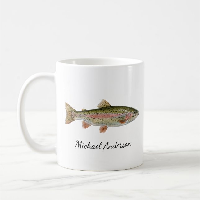 Mug Pêcheur personnalisé - Conception de pêche à la tr (Gauche)