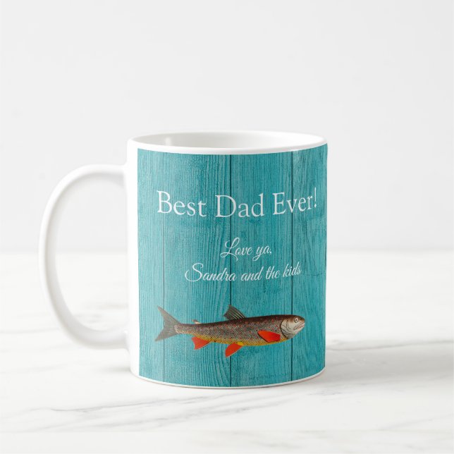 Mug Pêcheur rustique sarcelle bleue Meilleur papa de t (Gauche)