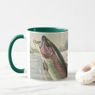 Mug Pêcheur vintage de truite arc-en-ciel Pêche du poi