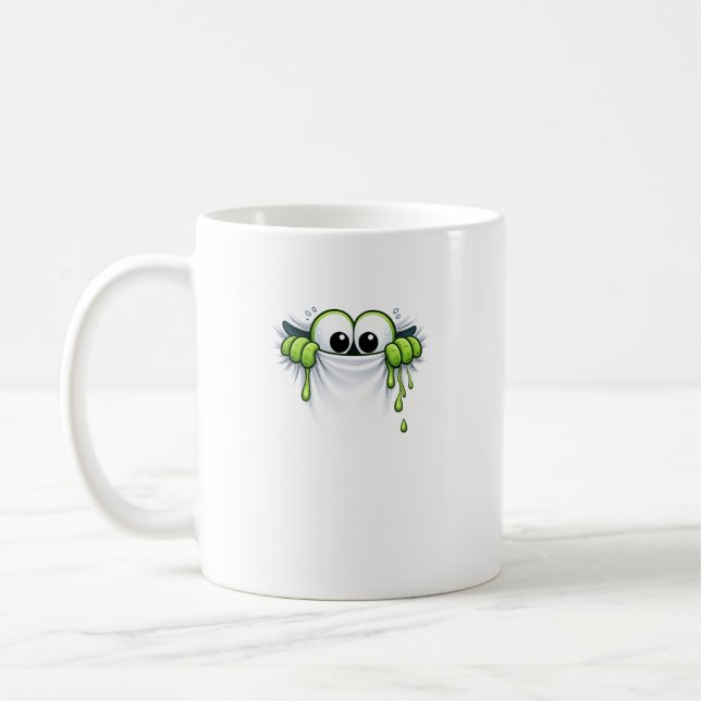 Mug Peek-a-Slime! Cute Goo Monster Peeking Design (Gauche)
