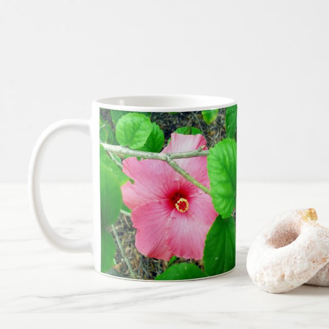 Mug Peekaboo Pink Hibiscus Flower, (Avec donut)