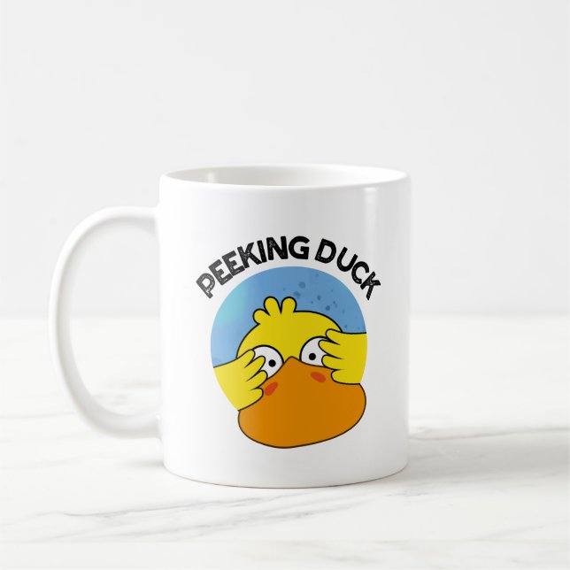 Mug Peeking Canard Funny Animal Chinois Plat Pun (Gauche)