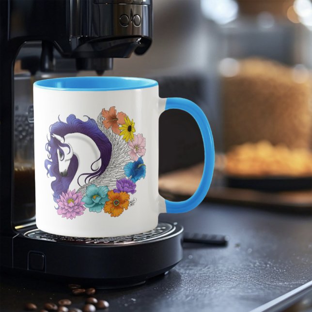 Mug Pegasus Noir Floral (Créateur téléchargé)
