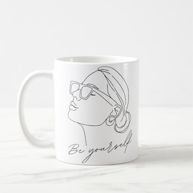 Mug peindre la main fille être soi-même citations (Gauche)