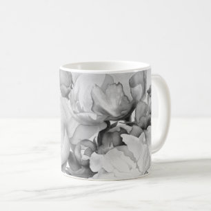 Mug Peine blanche noire élégante aquarelle florale art