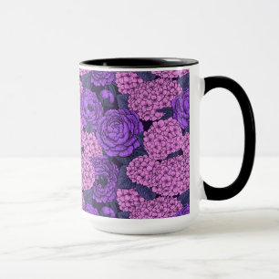 Mug Peine et hydrangée en rose et violet