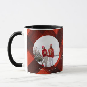 Mug Peint Rouge Noir Plaid Deux Vacances Photo