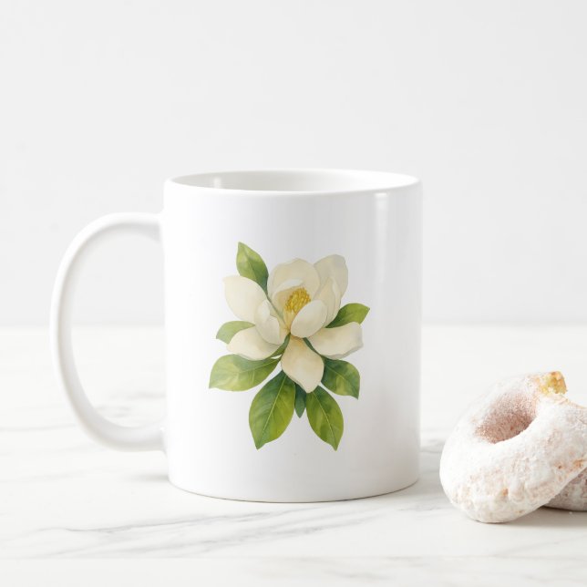 Mug Peinture à fleurs de Magnolia (Avec donut)