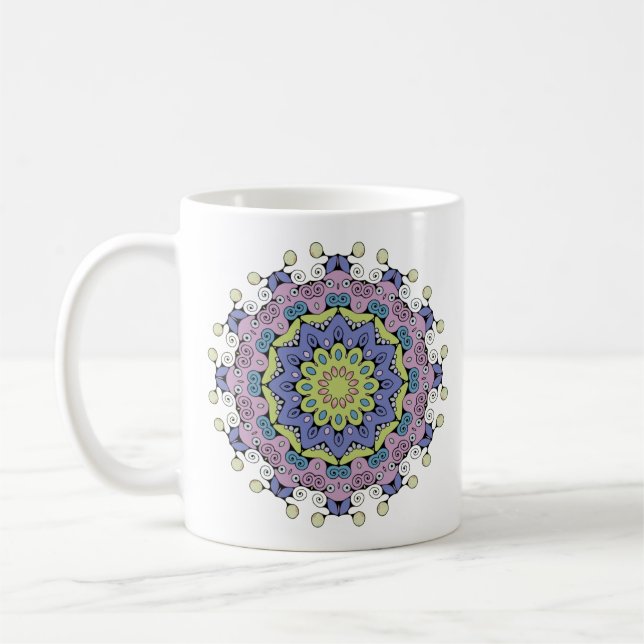 Mug Peinture à la main Mandala Horloge Face 2 (Gauche)