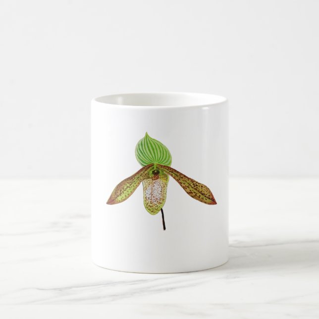 Mug Peinture à l'aquarelle botanique d'orchidée Paphio (Centre)