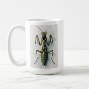 Mug peinture à l'aquarelle de la mante religieuse art 