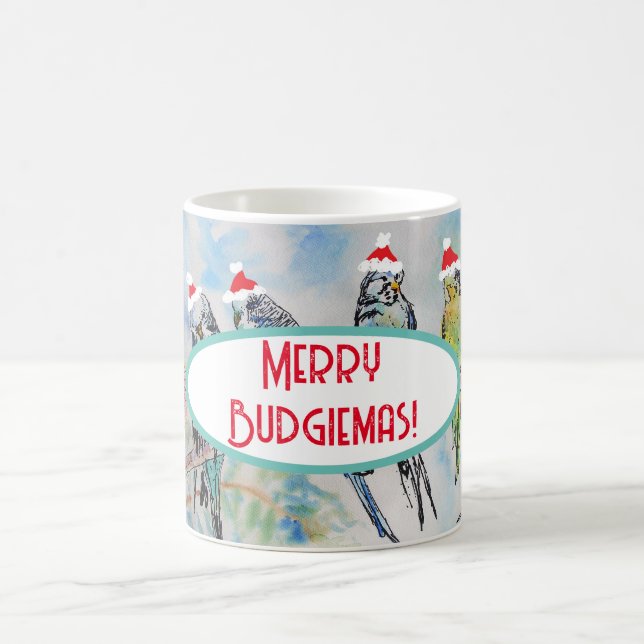 Mug Peinture à l'aquarelle de Noël de perruche de Sant (Centre)