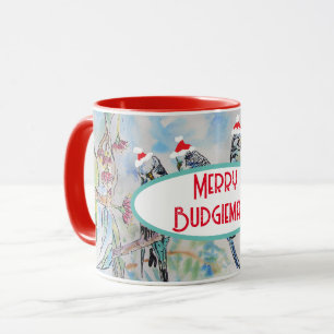 Mug Peinture à l'aquarelle de Noël de Perruche Santa B