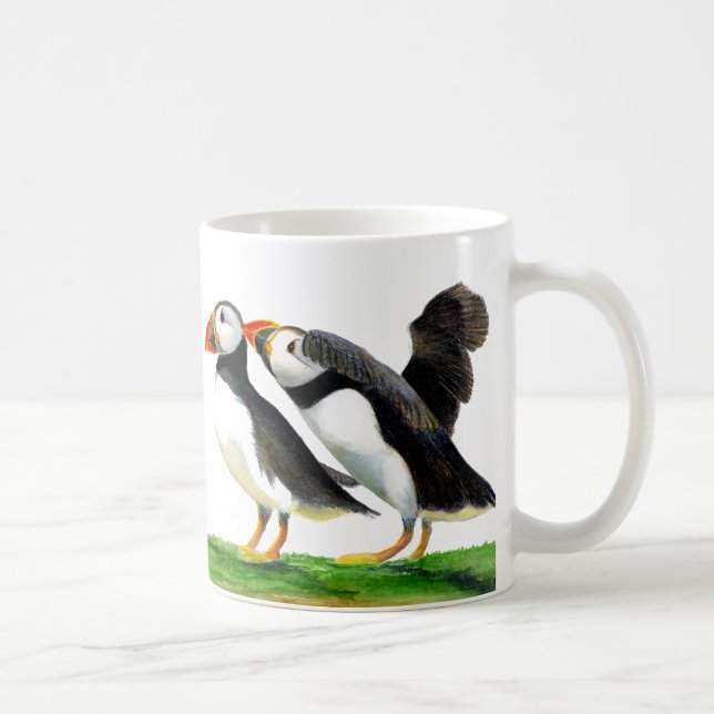 Mug Peinture à l'aquarelle d'Oiseau de Puffin (Droite)