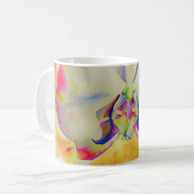 Mug Peinture à l'aquarelle d'orchidée abstraite romant (Devant gauche)