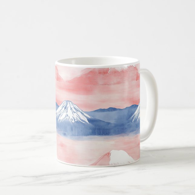 Mug Peinture à l'aquarelle du coucher de soleil sur la (Devant droit)