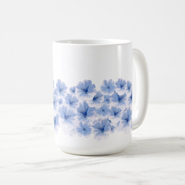 Mug peinture à l'aquarelle fleurie bleue (Devant droit)